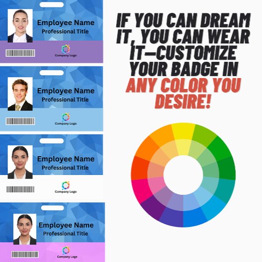 Persoonlijk Personeelsbadge met Foto, Barcode, Log Badge