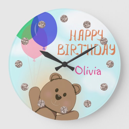 Persoonlijk, persoonlijk, jarig, Teddy beer Grote Klok (Voorkant)