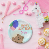 Persoonlijk, persoonlijk, jarig, Teddy beer Papieren Bordje (Feest)