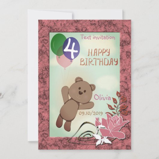 Persoonlijk, persoonlijk, verjaardag, Teddybeer Kaart (Voorkant)