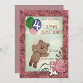 Persoonlijk, persoonlijk, verjaardag, Teddybeer Kaart (Voorkant / Achterkant)