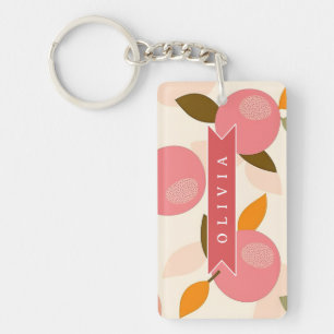Persoonlijk Perzik Patroon Mooie Retro Zomer Sleutelhanger