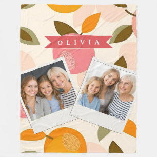 Persoonlijk Perzikpatroon Mooie Retro Zomer Fleece Deken