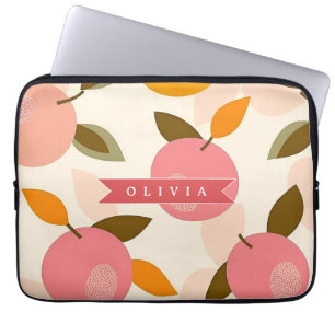 Persoonlijk Perzikpatroon Mooie Retro Zomer Laptop Sleeve