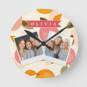 Persoonlijk Perzikpatroon Mooie Retro Zomer Ronde Klok