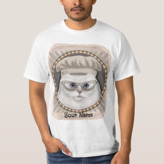 Persoonlijk Perzische Kat Chef T-Shirt (Voorkant)