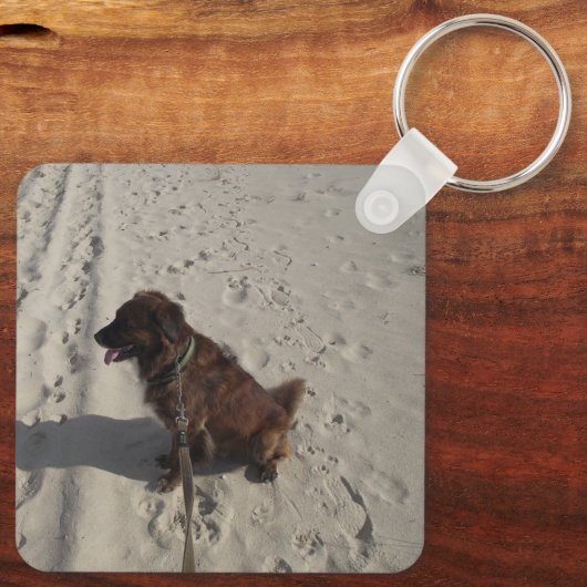 Persoonlijk Photo White Script Sleutelhanger (Achterkant)