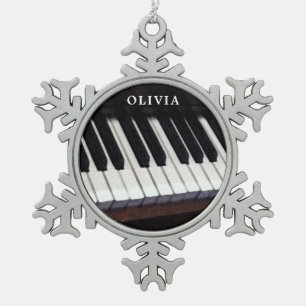 Persoonlijk piano-kerstcadeau tin sneeuwvlok ornament