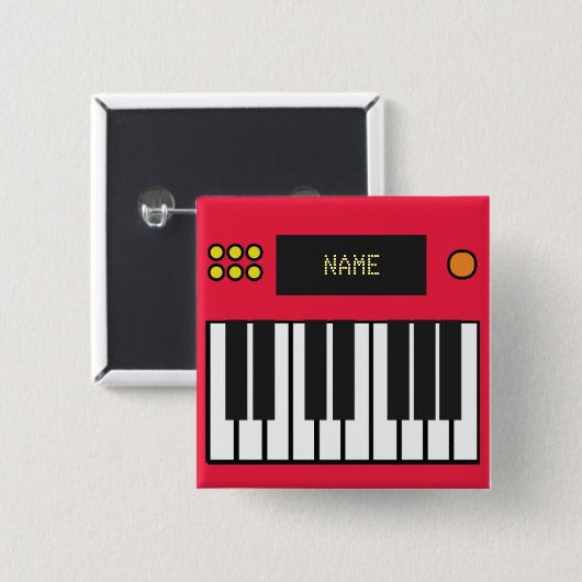 Persoonlijk piano-muziektoetsenbord rood vierkante button 5,1 cm (Voorkant /achterkant)