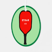 Persoonlijk Pickleball Erfstuk Metalen Ornament (Voorkant links)