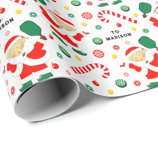 Persoonlijk Pickleball Kerstcadeau Cadeaupapier (Rol Hoek)