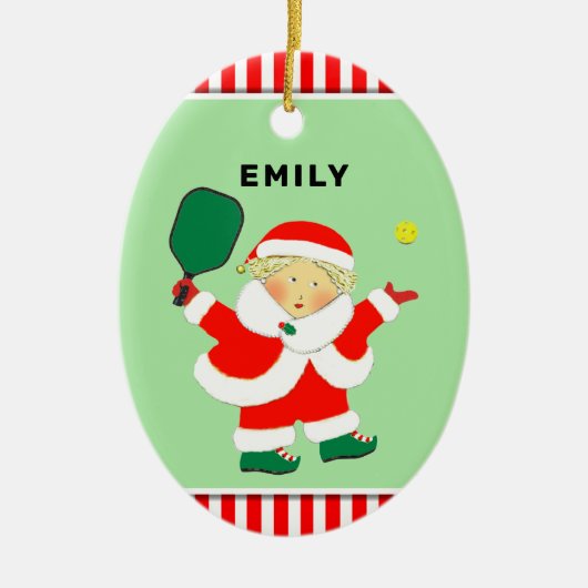 Persoonlijk Pickleball-verzamelobject Keramisch Ornament (Voorkant)