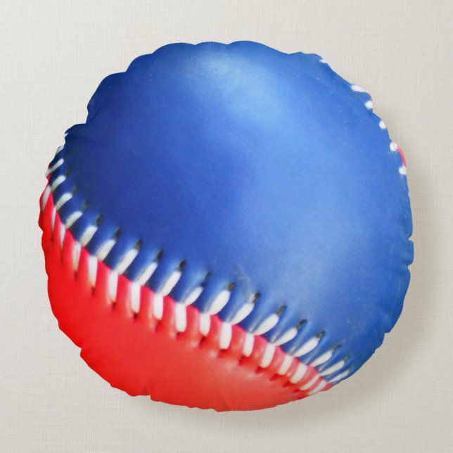 Persoonlijk Pillow Red White Blue Baseball Rond Kussen (Voorkant)