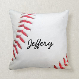 Persoonlijk Pillow White Baseball red stitching Kussen