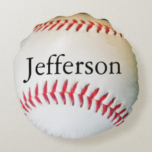Persoonlijk Pillow White Baseball red stitching Rond Kussen
