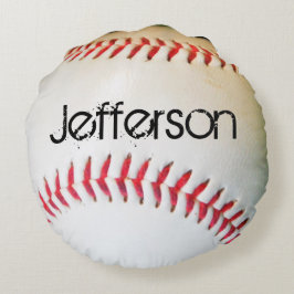 Persoonlijk Pillow White Baseball red stitching Rond Kussen