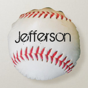 Persoonlijk Pillow White Baseball red stitching Rond Kussen