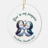 Persoonlijk Pinguïn Koppel Kerst Ornament (Links)