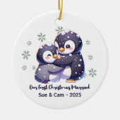 Persoonlijk Pinguïn Koppel Kerst Ornament (Voorkant)