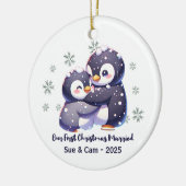 Persoonlijk Pinguïn Koppel Kerst Ornament (Links)