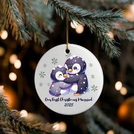 Persoonlijk Pinguïn Koppel Kerst Ornament