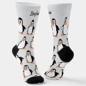 Persoonlijk pinguïnontwerp sokken (Gebogen)