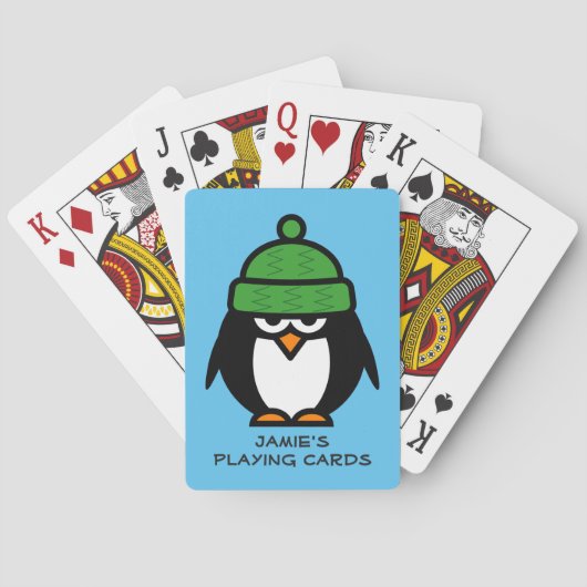 Persoonlijk pinguïnontwerp speelkaarten voor kinde (Achterkant)