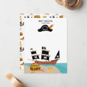 Persoonlijk Piraat Thema Kinderen Briefpapier Notitiekaartje (Voorkant / Achterkant in situ)