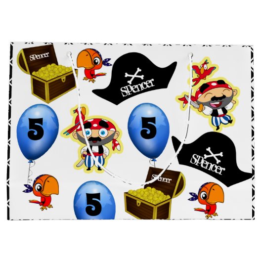 Persoonlijk Pirate Birthday Groot Cadeauzakje (Achterkant)