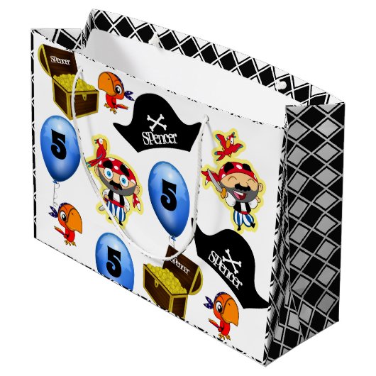 Persoonlijk Pirate Birthday Groot Cadeauzakje (Achterkant Gekanteld)