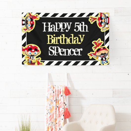 Persoonlijk Pirate Birthday Spandoek (Insitu)