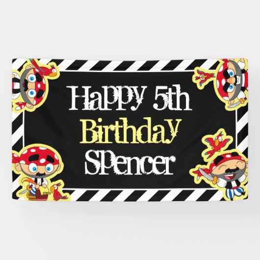 Persoonlijk Pirate Birthday Spandoek (Horizontaal)