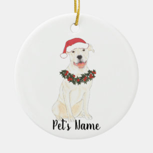 Persoonlijk Pitbull Staffy (wit) Keramisch Ornament