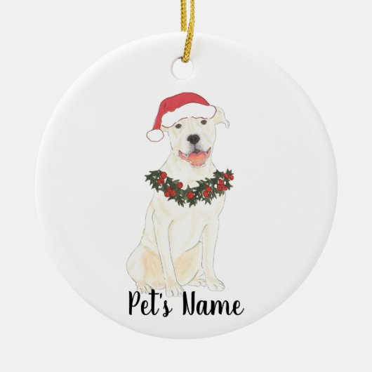 Persoonlijk Pitbull Staffy (wit) Keramisch Ornament (Voorkant)