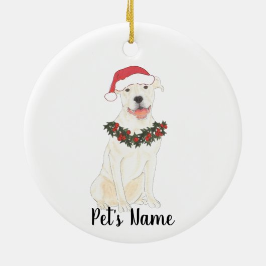 Persoonlijk Pitbull Staffy (wit) Keramisch Ornament (Achterkant)