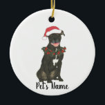 Persoonlijk Pitbull Staffy (zwart) Keramisch Ornament<br><div class="desc">Maak de mooie lijst dit jaar met een versiering van je favoriete toonbank!</div>