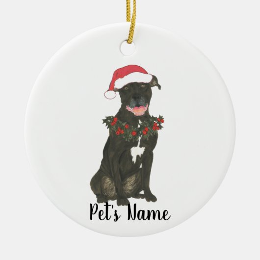 Persoonlijk Pitbull Staffy (zwart) Keramisch Ornament (Voorkant)