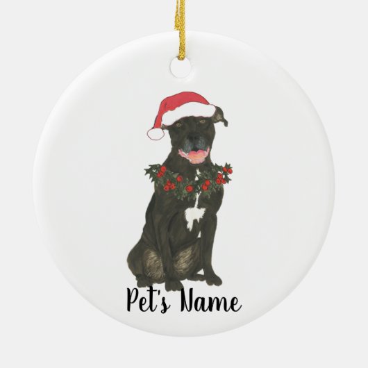 Persoonlijk Pitbull Staffy (zwart) Keramisch Ornament (Achterkant)