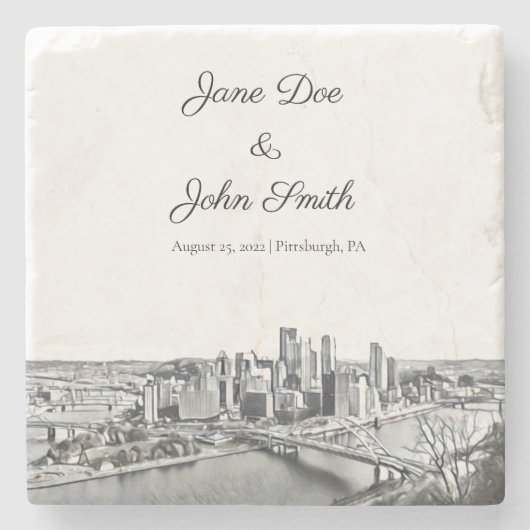 Persoonlijk Pittsburgh Stone-Onderzetter Stenen Onderzetter (Voorkant)