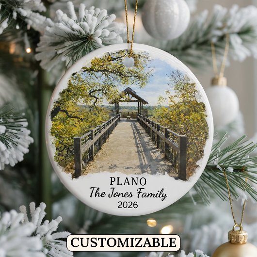 Persoonlijk Plano-sieraad, Op maat Texas Keramisch Ornament