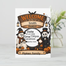 Persoonlijk Pompoen Familie Halloween Welkom Bord