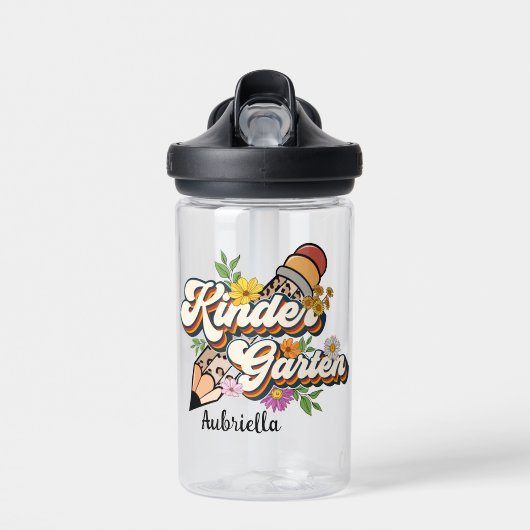 Persoonlijk potlood met bloemen voor de kleutersch waterfles (Voorkant)