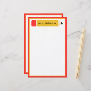 Persoonlijk potlood voor de leraar briefpapier