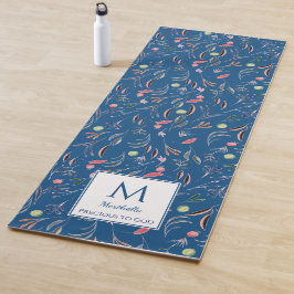Persoonlijk PRECIOUS2GOD Blauwe Bloemige Monogram Yogamat
