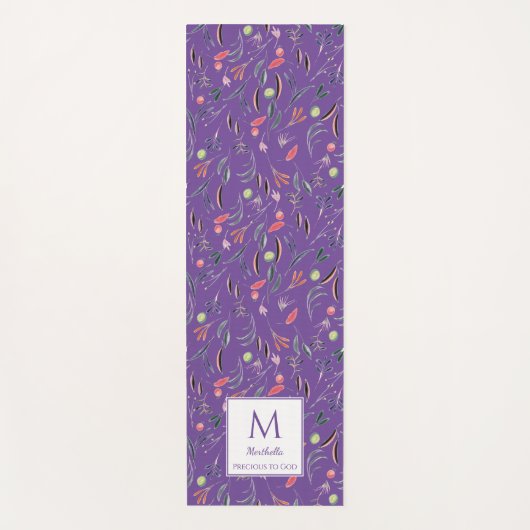 Persoonlijk PRECIOUS2GOD Mauve Floral Monogram Yogamat (Voorkant)