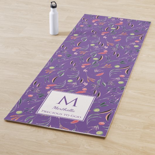 Persoonlijk PRECIOUS2GOD Mauve Floral Monogram Yogamat (In situ)