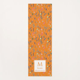Persoonlijk PRECIUS2GOD Oranje Floral Monogram Yogamat