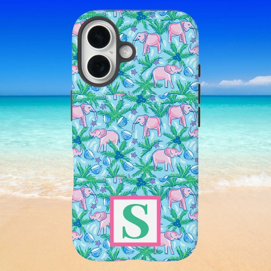 Persoonlijk preppy olifant patroon monogram Case-Mate iPhone case