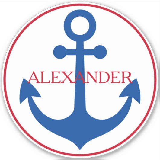Persoonlijk Preppy Scheepsanker Sticker (Voorkant)
