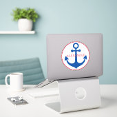 Persoonlijk Preppy Scheepsanker Sticker (Laptop op bureau)
